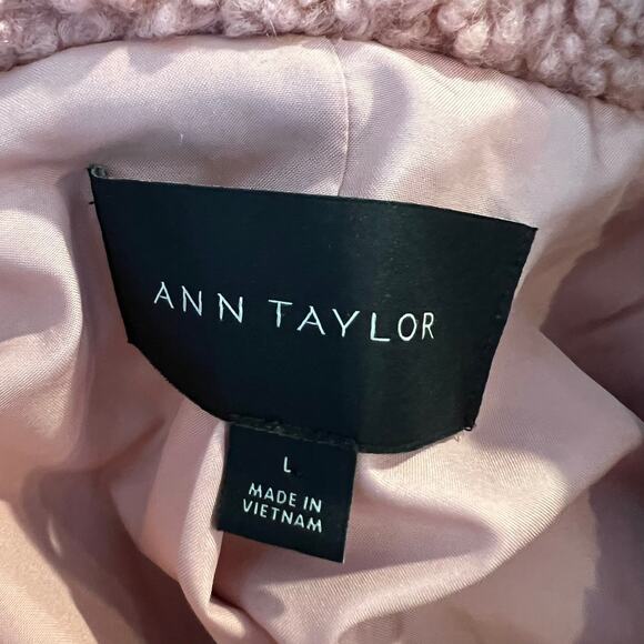 NWOT Ann Taylor Pink Button Up Teddy Coat size Large Sherpa Preppy - Picture 8 of 11